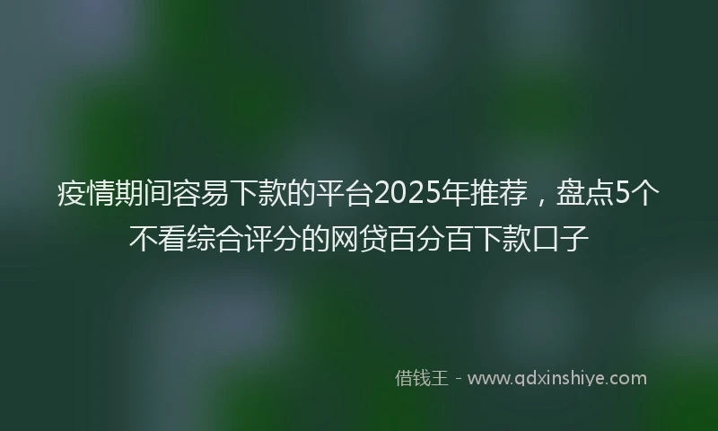 疫情期间容易下款的平台2025年推荐，盘点5个不看综合评分的网贷百分百下款口子
