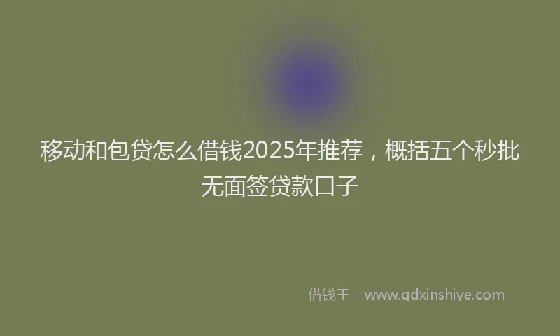 移动和包贷怎么借钱2025年推荐，概括五个秒批无面签贷款口子