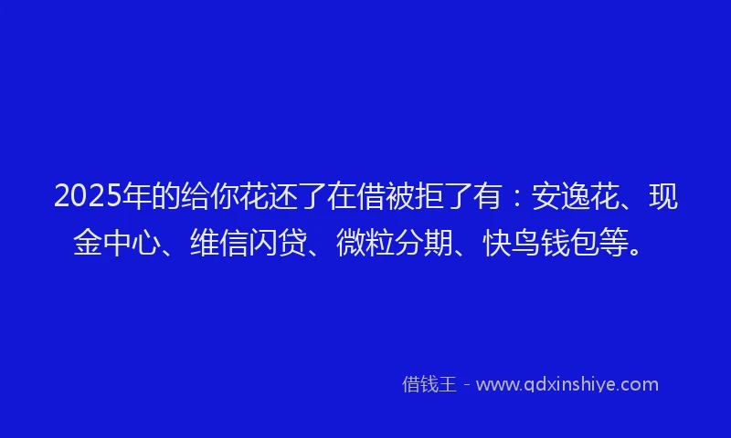 2025年的给你花还了在借被拒了有：安逸花、现金中心、维信闪贷、微粒分期、快鸟钱包等。