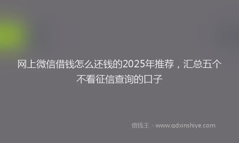 网上微信借钱怎么还钱的2025年推荐，汇总五个不看征信查询的口子