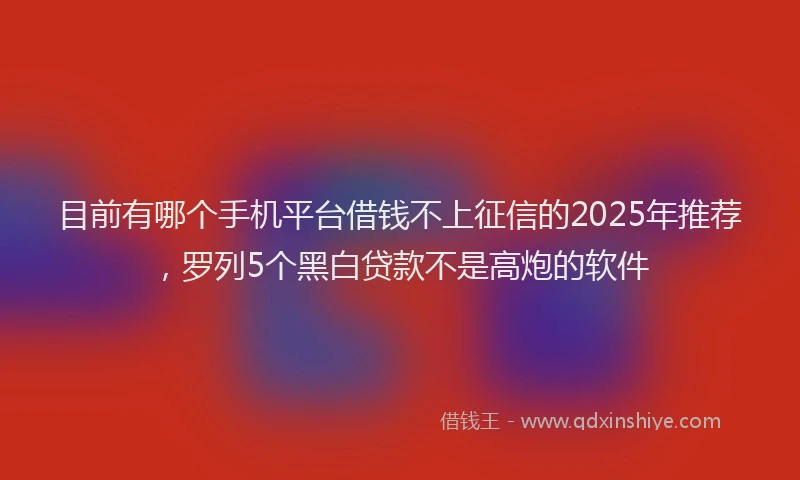 目前有哪个手机平台借钱不上征信的2025年推荐，罗列5个黑白贷款不是高炮的软件
