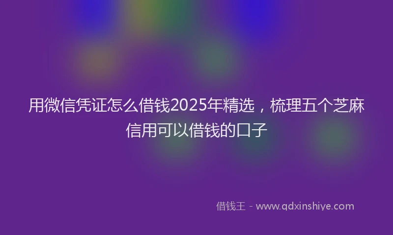 用微信凭证怎么借钱2025年精选，梳理五个芝麻信用可以借钱的口子