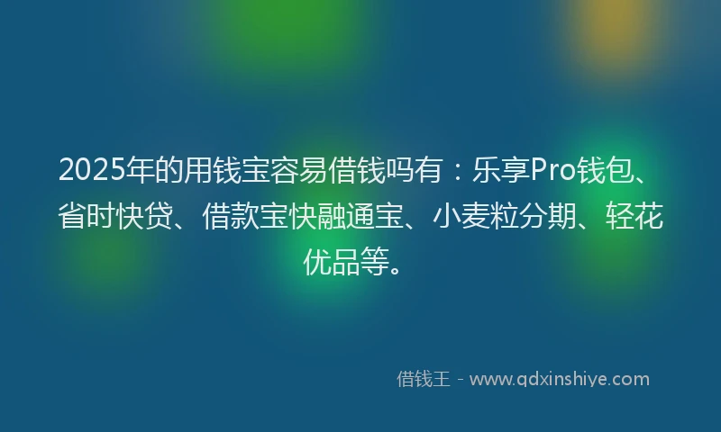 2025年的用钱宝容易借钱吗有：乐享Pro钱包、省时快贷、借款宝快融通宝、小麦粒分期、轻花优品等。