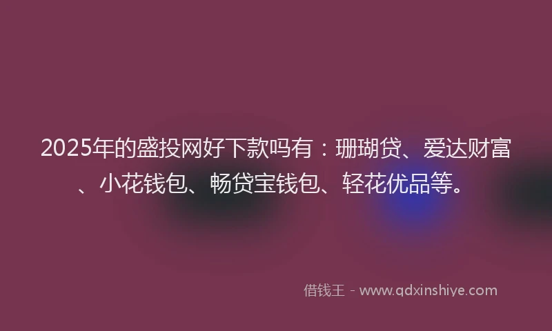 2025年的盛投网好下款吗有：珊瑚贷、爱达财富、小花钱包、畅贷宝钱包、轻花优品等。