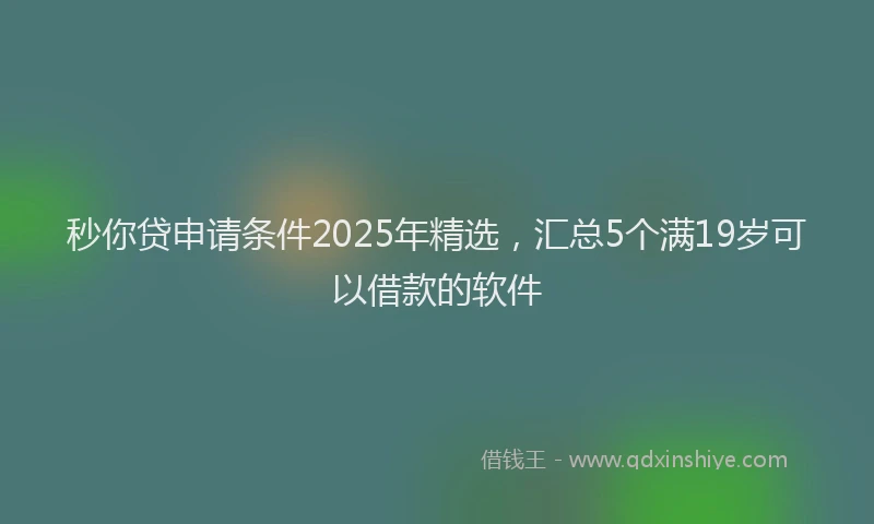 秒你贷申请条件2025年精选，汇总5个满19岁可以借款的软件
