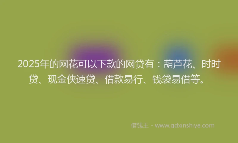 2025年的网花可以下款的网贷有：葫芦花、时时贷、现金侠速贷、借款易行、钱袋易借等。