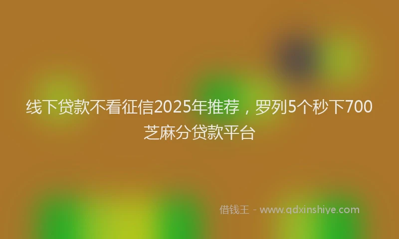 线下贷款不看征信2025年推荐，罗列5个秒下700芝麻分贷款平台