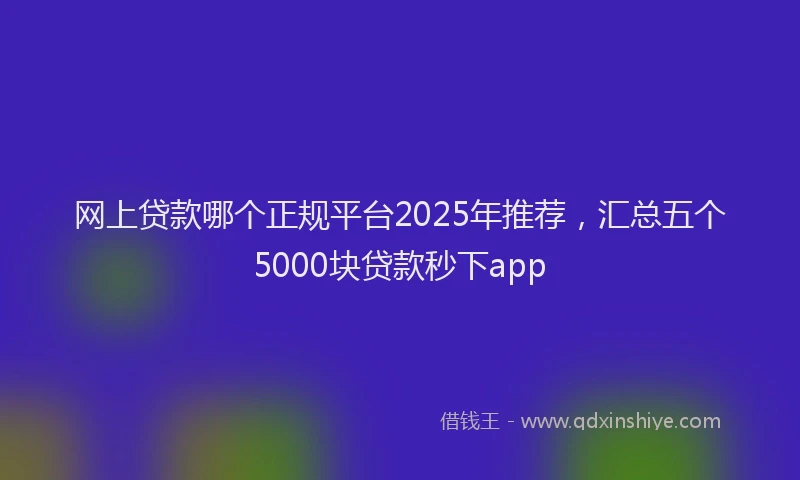 网上贷款哪个正规平台2025年推荐，汇总五个5000块贷款秒下app