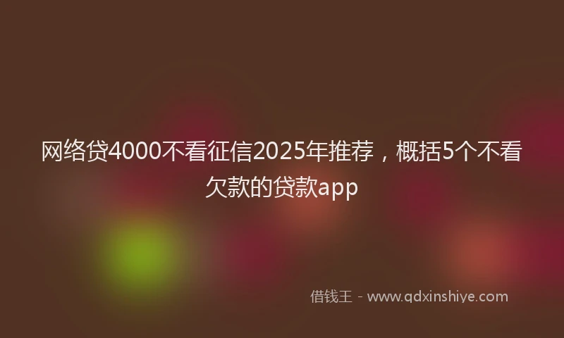 网络贷4000不看征信2025年推荐，概括5个不看欠款的贷款app
