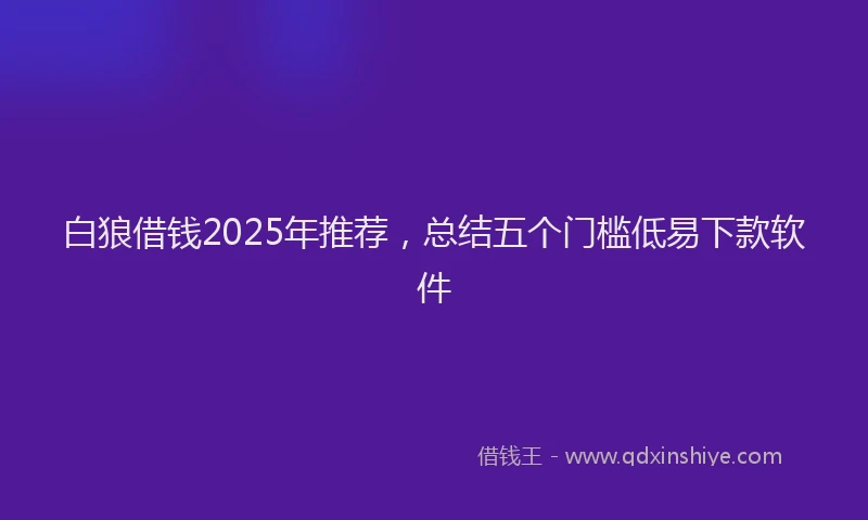 白狼借钱2025年推荐，总结五个门槛低易下款软件