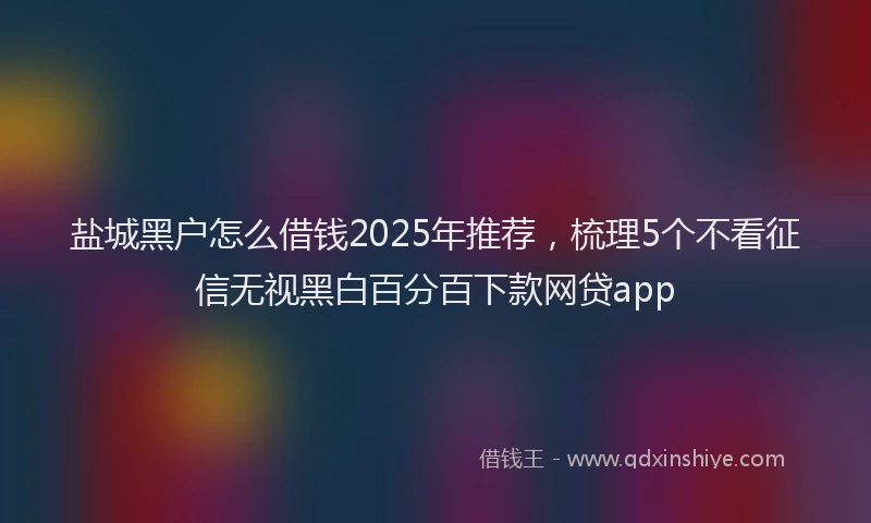 盐城黑户怎么借钱2025年推荐，梳理5个不看征信无视黑白百分百下款网贷app