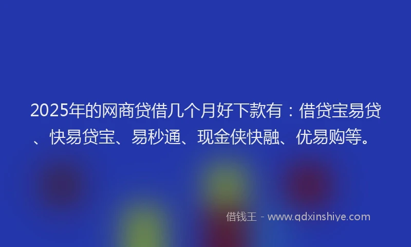 2025年的网商贷借几个月好下款有：借贷宝易贷、快易贷宝、易秒通、现金侠快融、优易购等。