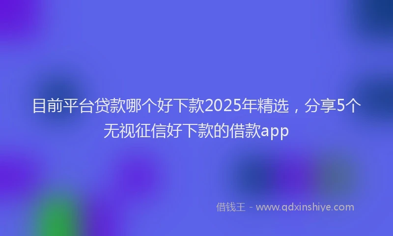 目前平台贷款哪个好下款2025年精选，分享5个无视征信好下款的借款app