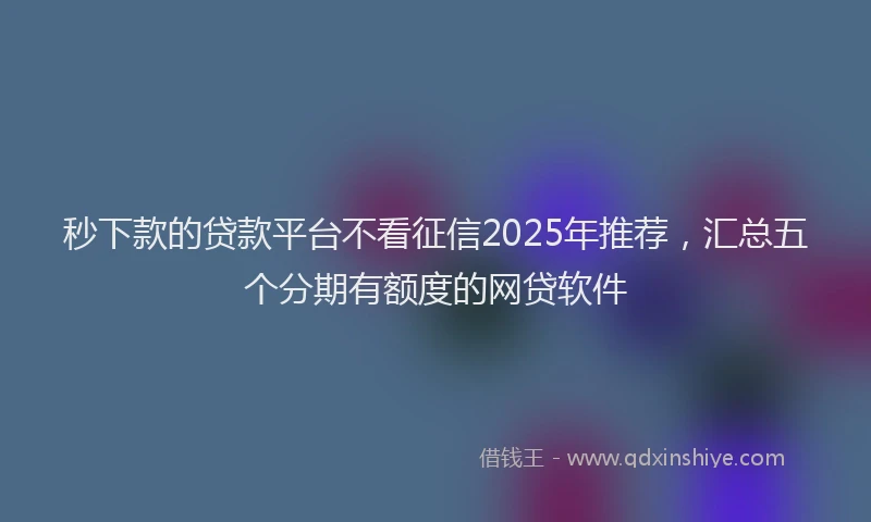秒下款的贷款平台不看征信2025年推荐，汇总五个分期有额度的网贷软件