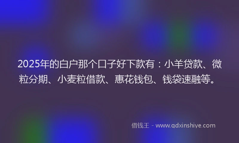 2025年的白户那个口子好下款有：小羊贷款、微粒分期、小麦粒借款、惠花钱包、钱袋速融等。