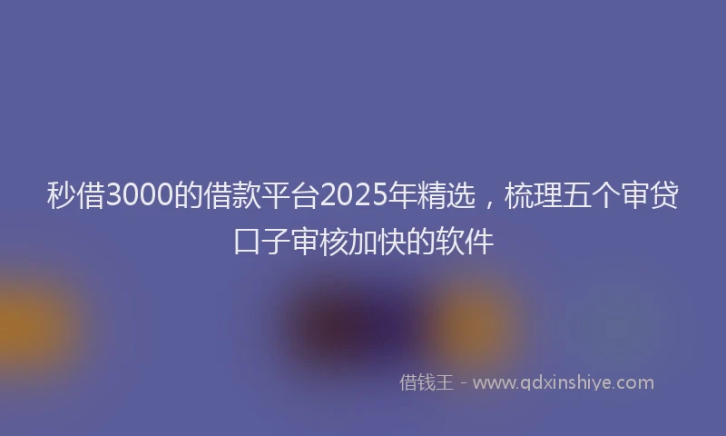 秒借3000的借款平台2025年精选，梳理五个审贷口子审核加快的软件