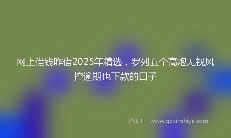 网上借钱咋借2025年精选，罗列五个高炮无视风控逾期也下款的口子