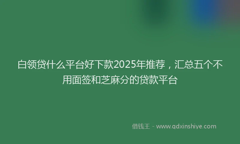 白领贷什么平台好下款2025年推荐，汇总五个不用面签和芝麻分的贷款平台
