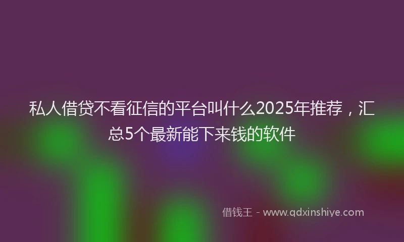 私人借贷不看征信的平台叫什么2025年推荐，汇总5个最新能下来钱的软件