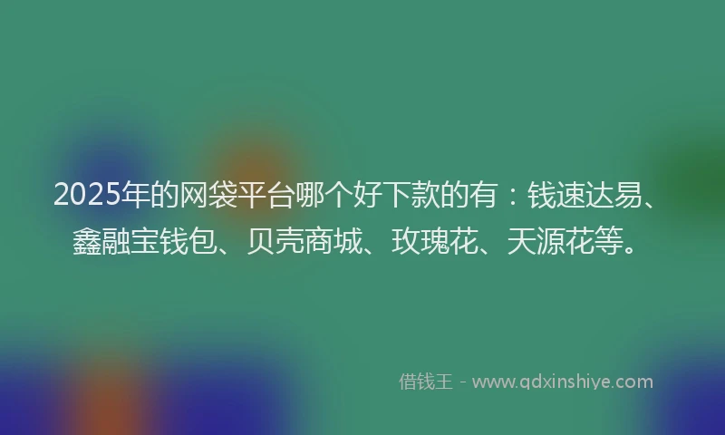 2025年的网袋平台哪个好下款的有：钱速达易、鑫融宝钱包、贝壳商城、玫瑰花、天源花等。