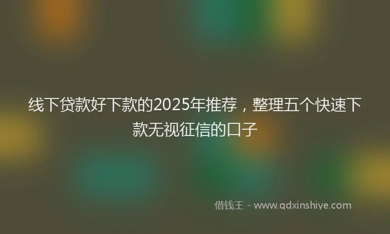 线下贷款好下款的2025年推荐，整理五个快速下款无视征信的口子