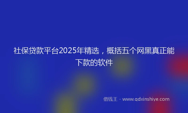 社保贷款平台2025年精选，概括五个网黑真正能下款的软件