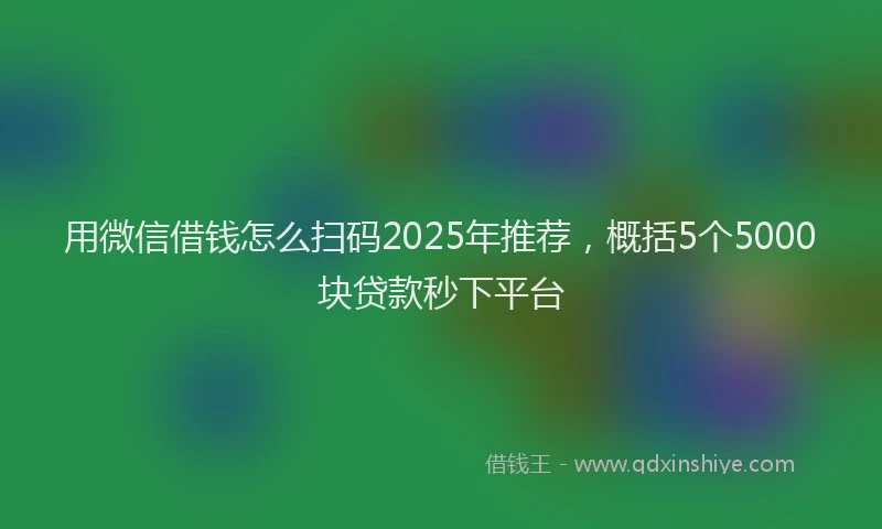 用微信借钱怎么扫码2025年推荐，概括5个5000块贷款秒下平台