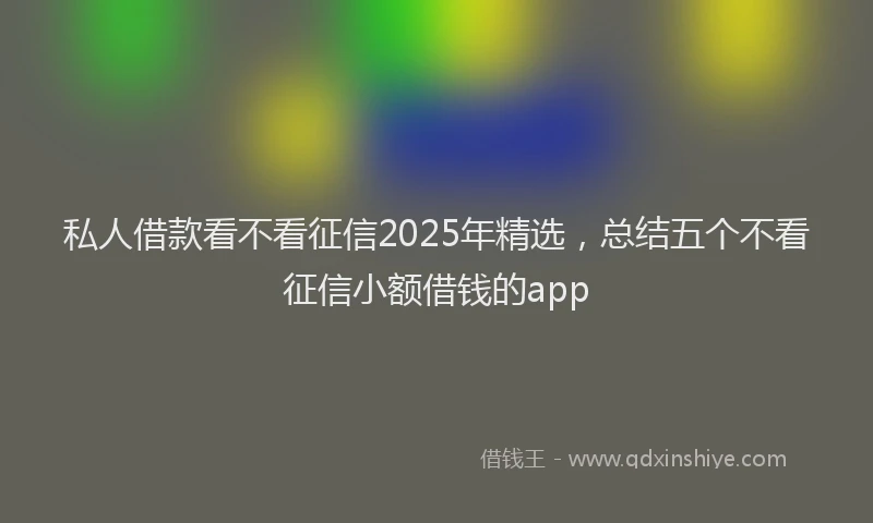 私人借款看不看征信2025年精选，总结五个不看征信小额借钱的app