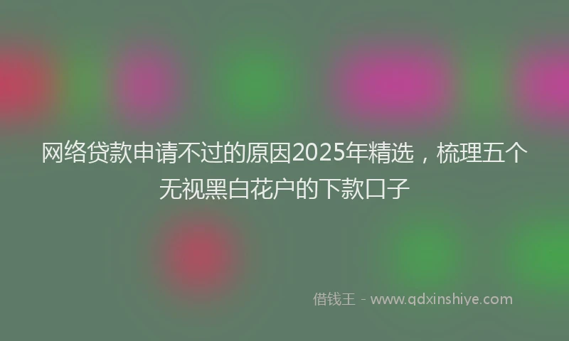 网络贷款申请不过的原因2025年精选，梳理五个无视黑白花户的下款口子