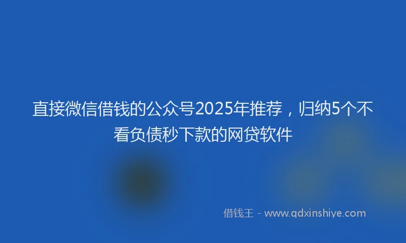 直接微信借钱的公众号2025年推荐，归纳5个不看负债秒下款的网贷软件