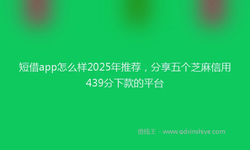 短借app怎么样2025年推荐，分享五个芝麻信用439分下款的平台