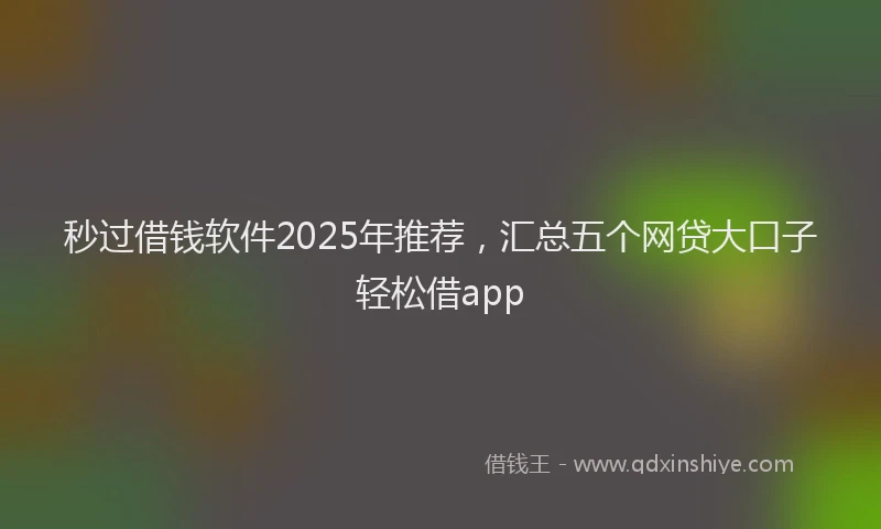 秒过借钱软件2025年推荐，汇总五个网贷大口子轻松借app