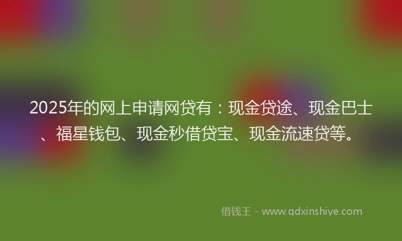 2025年的网上申请网贷有：现金贷途、现金巴士、福星钱包、现金秒借贷宝、现金流速贷等。