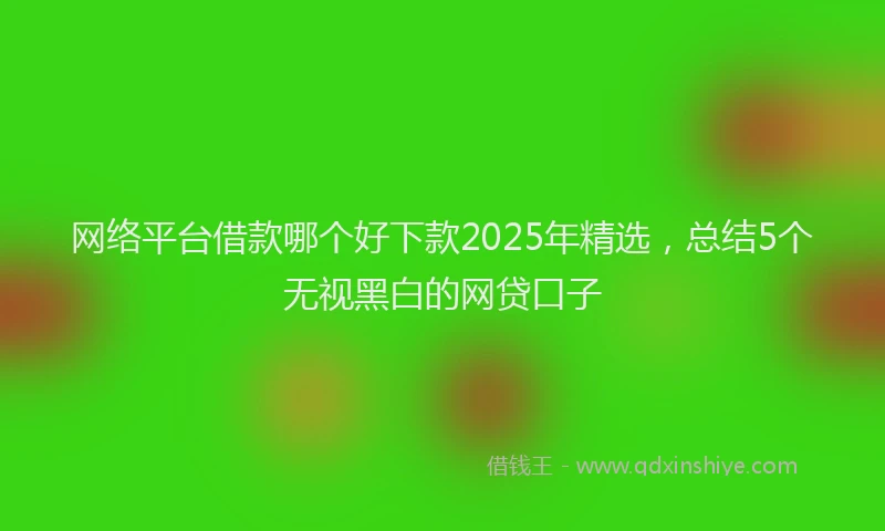 网络平台借款哪个好下款2025年精选，总结5个无视黑白的网贷口子