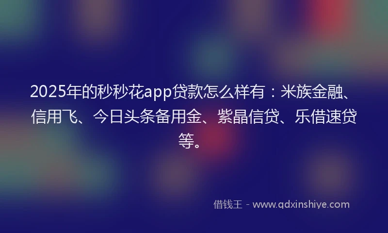 2025年的秒秒花app贷款怎么样有：米族金融、信用飞、今日头条备用金、紫晶信贷、乐借速贷等。
