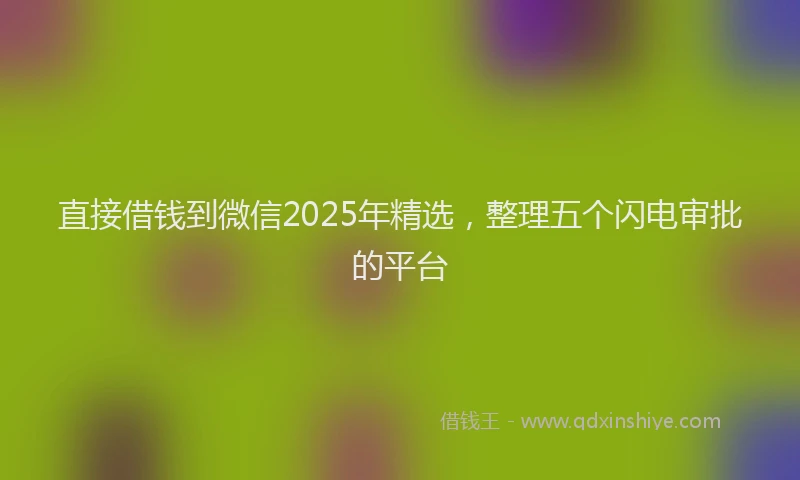 直接借钱到微信2025年精选，整理五个闪电审批的平台
