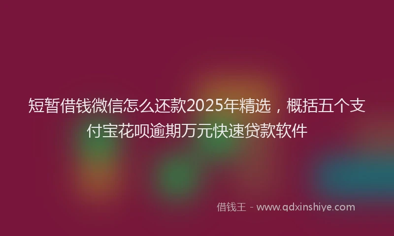 短暂借钱微信怎么还款2025年精选，概括五个支付宝花呗逾期万元快速贷款软件