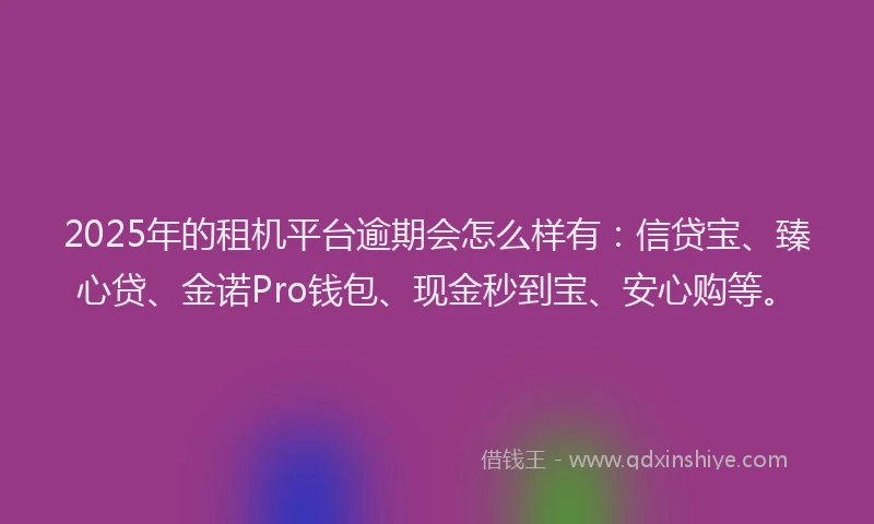 2025年的租机平台逾期会怎么样有：信贷宝、臻心贷、金诺Pro钱包、现金秒到宝、安心购等。