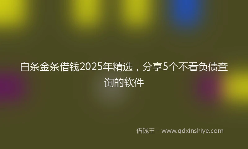 白条金条借钱2025年精选，分享5个不看负债查询的软件