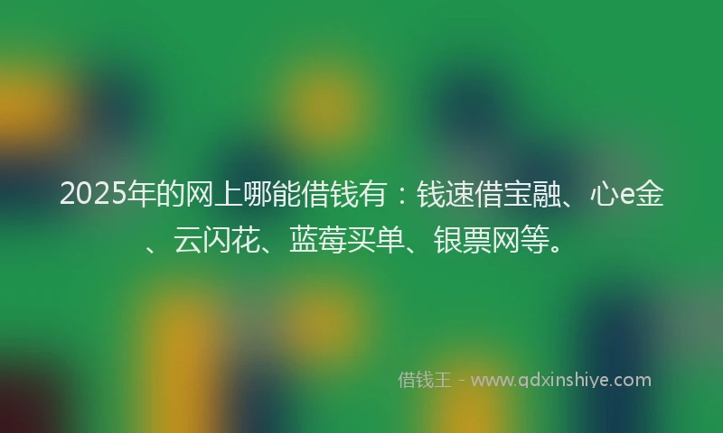 2025年的网上哪能借钱有：钱速借宝融、心e金、云闪花、蓝莓买单、银票网等。