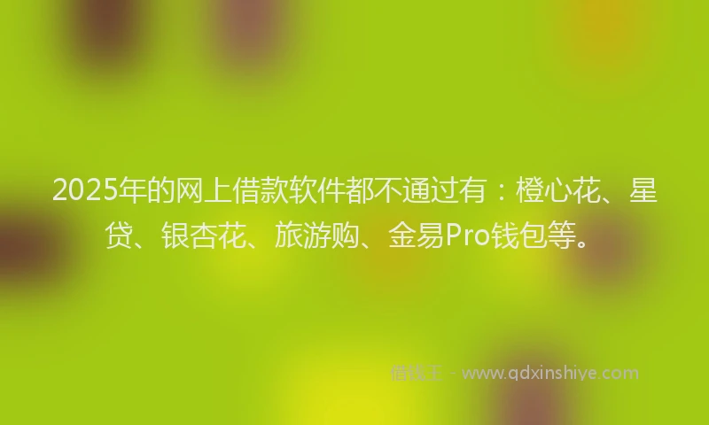 2025年的网上借款软件都不通过有：橙心花、星贷、银杏花、旅游购、金易Pro钱包等。