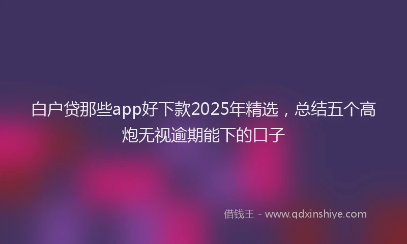 白户贷那些app好下款2025年精选，总结五个高炮无视逾期能下的口子
