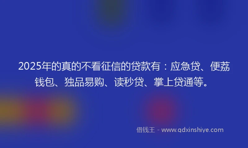 2025年的真的不看征信的贷款有：应急贷、便荔钱包、独品易购、读秒贷、掌上贷通等。