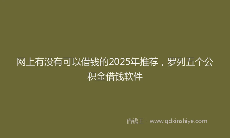 网上有没有可以借钱的2025年推荐，罗列五个公积金借钱软件