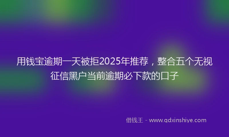 用钱宝逾期一天被拒2025年推荐，整合五个无视征信黑户当前逾期必下款的口子