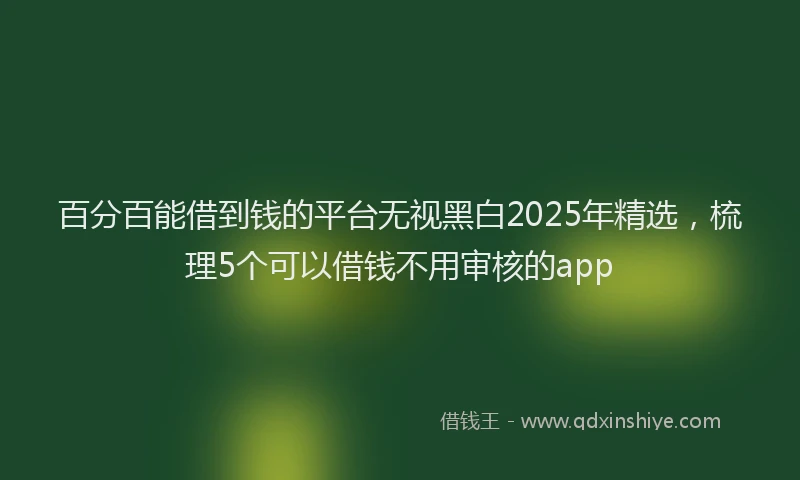 百分百能借到钱的平台无视黑白2025年精选，梳理5个可以借钱不用审核的app