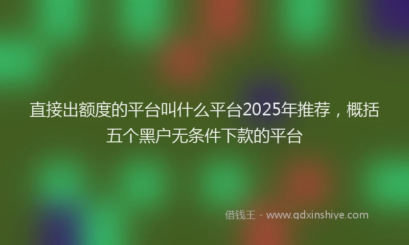 直接出额度的平台叫什么平台2025年推荐，概括五个黑户无条件下款的平台