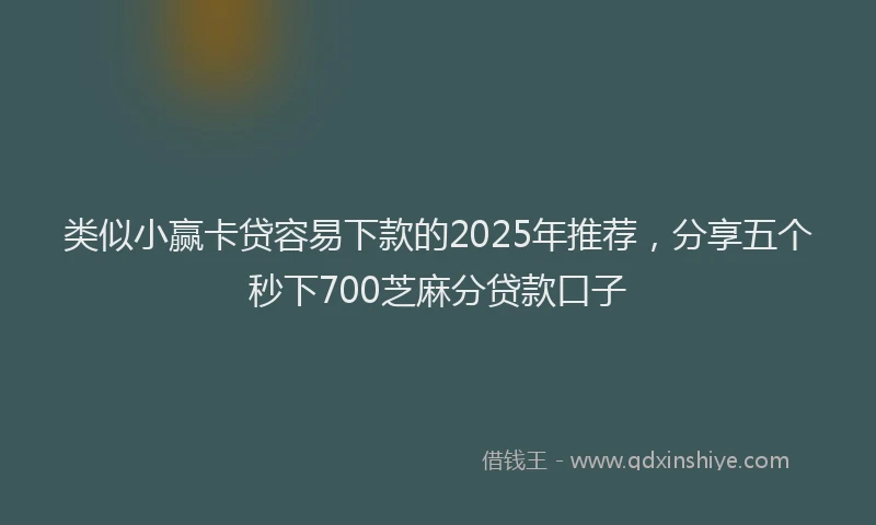 类似小赢卡贷容易下款的2025年推荐，分享五个秒下700芝麻分贷款口子