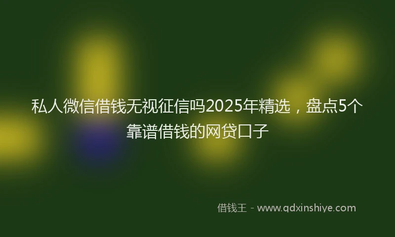 私人微信借钱无视征信吗2025年精选，盘点5个靠谱借钱的网贷口子