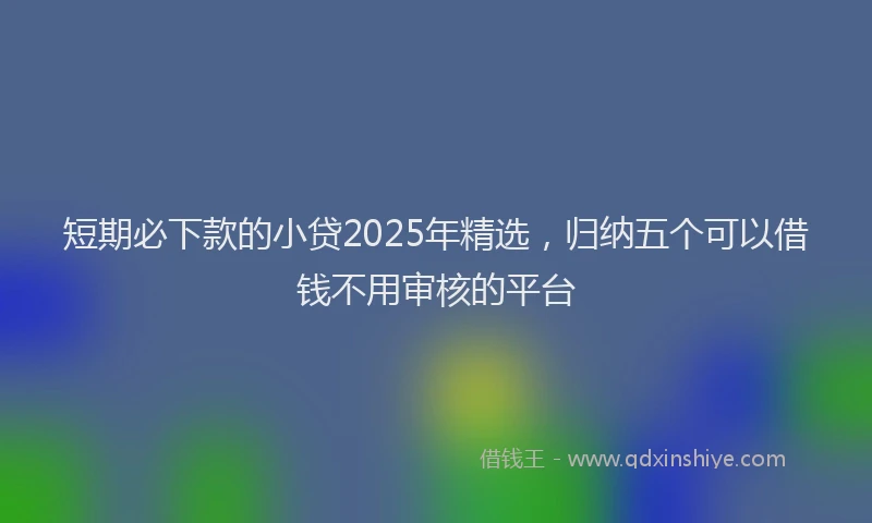 短期必下款的小贷2025年精选，归纳五个可以借钱不用审核的平台
